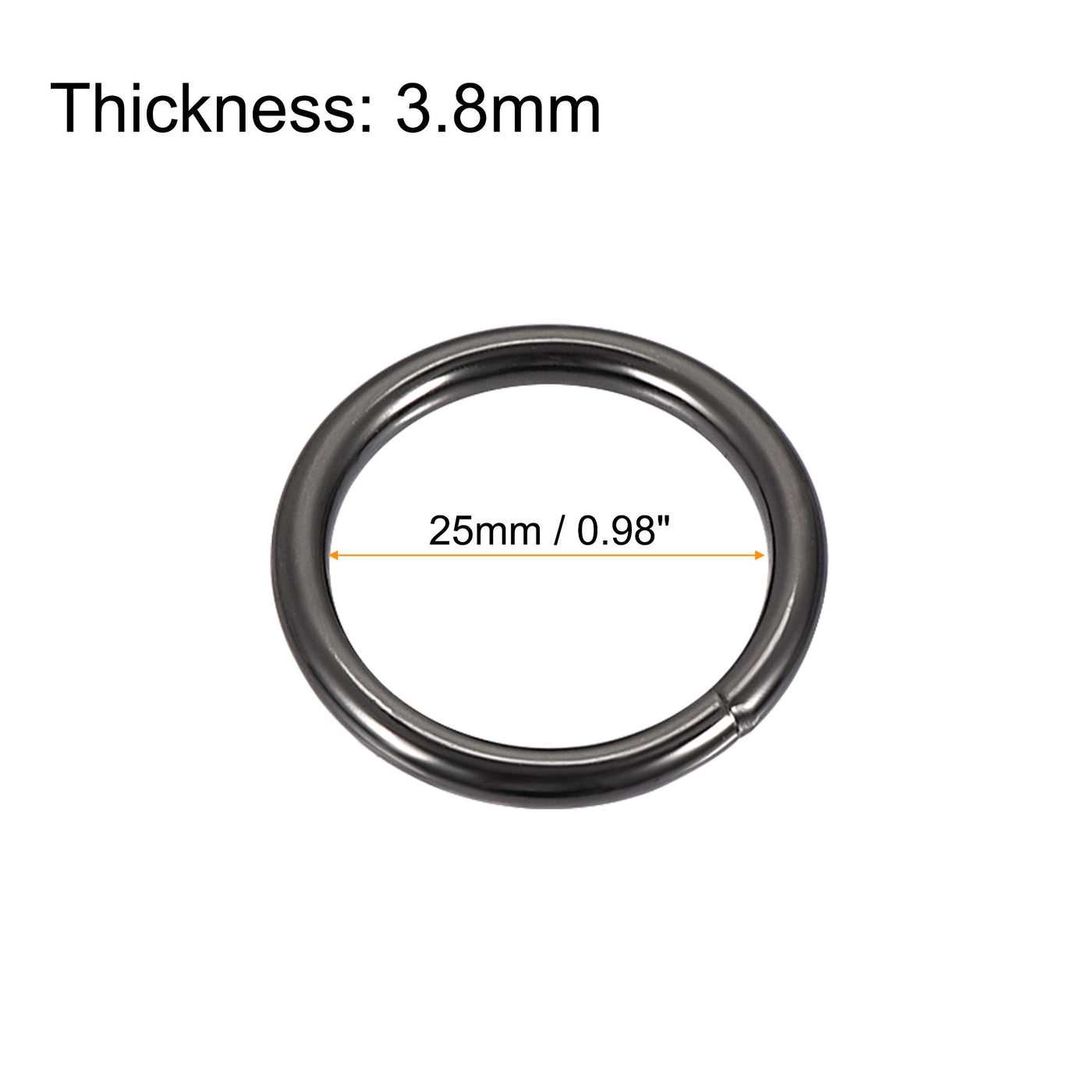 uxcell Uxcell Metal O Ring 25mm(0.98") ID 3.8mm Thickness Non-Welded Rings Black 20pcs