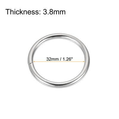 Harfington Uxcell Metal O Ring 32mm(1.26") ID 3.8mm Thickness Non-Welded Rings Silver Tone 20pcs