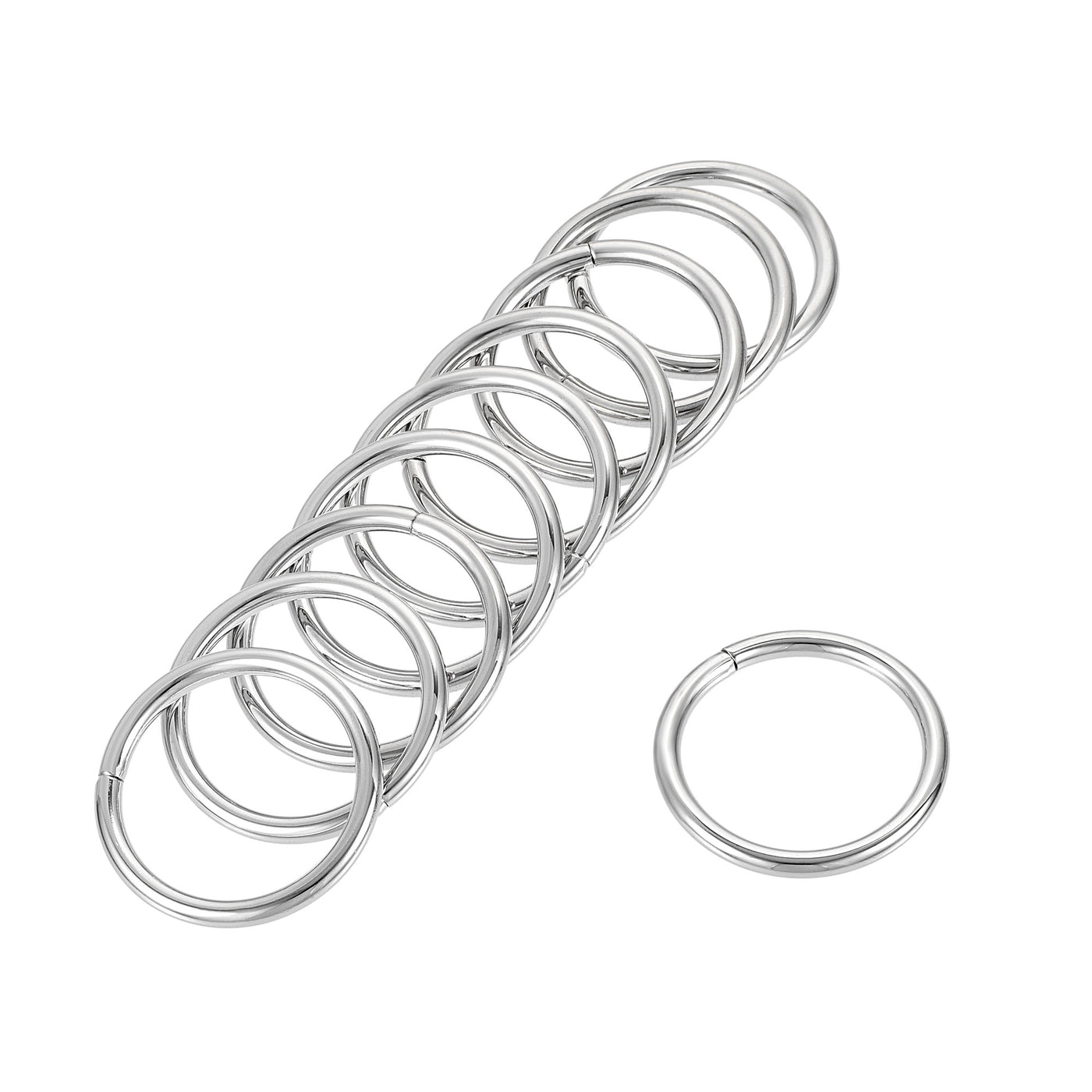 uxcell Uxcell Metal O Ring 32mm(1.26") ID 3.8mm Thickness Non-Welded Rings Silver Tone 20pcs