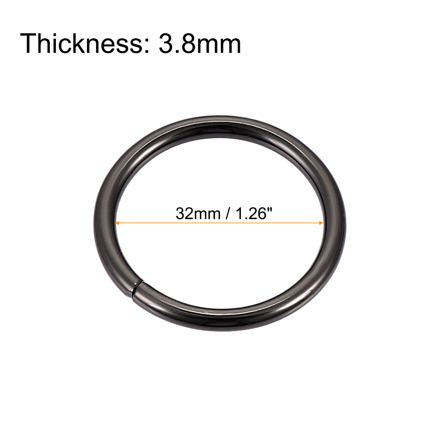 uxcell Uxcell Metal O Ring 32mm(1.26") ID 3.8mm Thickness Non-Welded Rings Black 15pcs