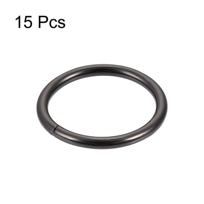 Harfington Uxcell Metal O Ring 32mm(1.26") ID 3.8mm Thickness Non-Welded Rings Black 15pcs