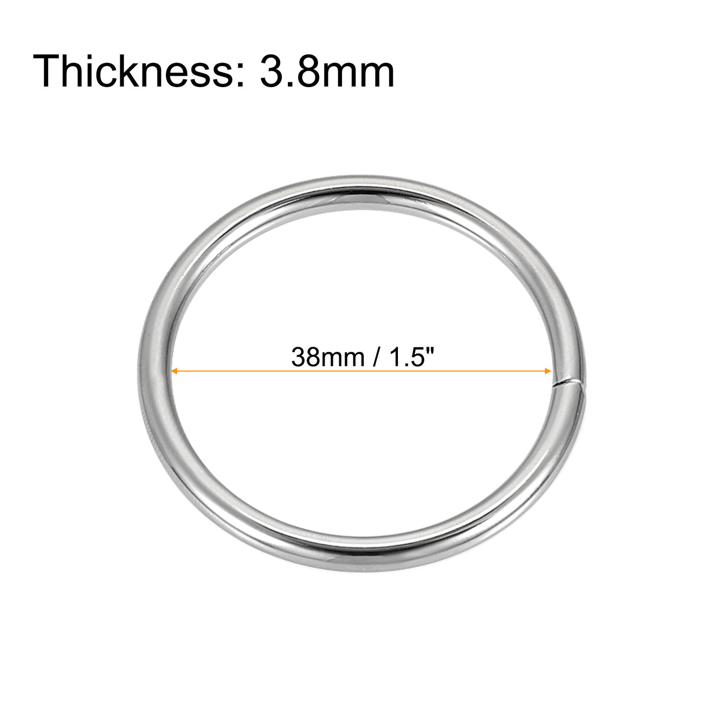 uxcell Uxcell Metal O Ring 38mm(1.5") ID 3.8mm Thickness Non-Welded Rings Silver Tone 10pcs