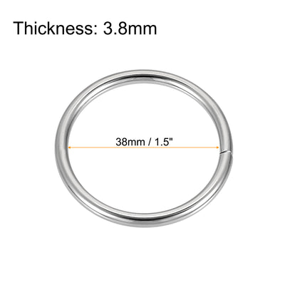 Harfington Uxcell Metal O Ring 38mm(1.5") ID 3.8mm Thickness Non-Welded Rings Silver Tone 10pcs