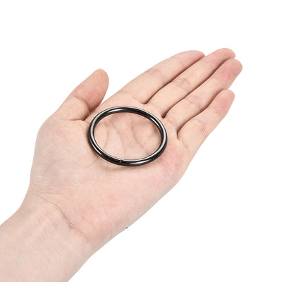 Harfington Uxcell Metal O Ring 38mm(1.5") ID 3.8mm Thickness Non-Welded Rings Black 15pcs