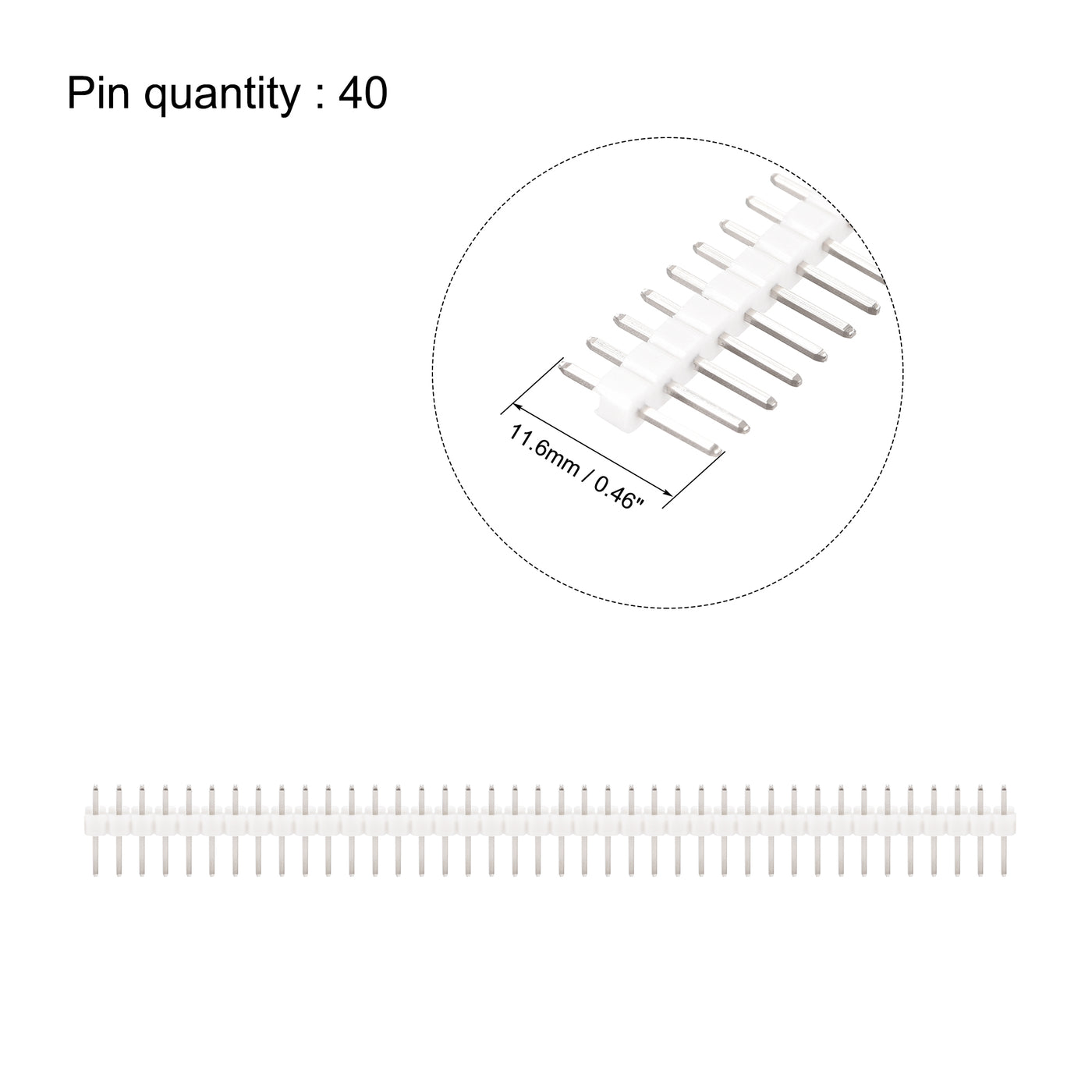 uxcell Uxcell 10pcs Male Pin Header,40 Pin 2.54mm Straight Single Row PCB Pin Strip,White