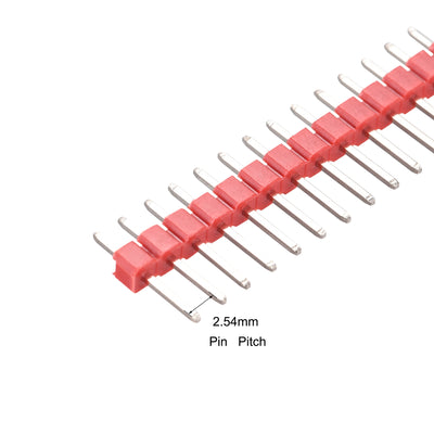 Harfington Uxcell 10pcs Male Pin Header,40 Pin 2.54mm Straight Single Row PCB Pin Strip,Red