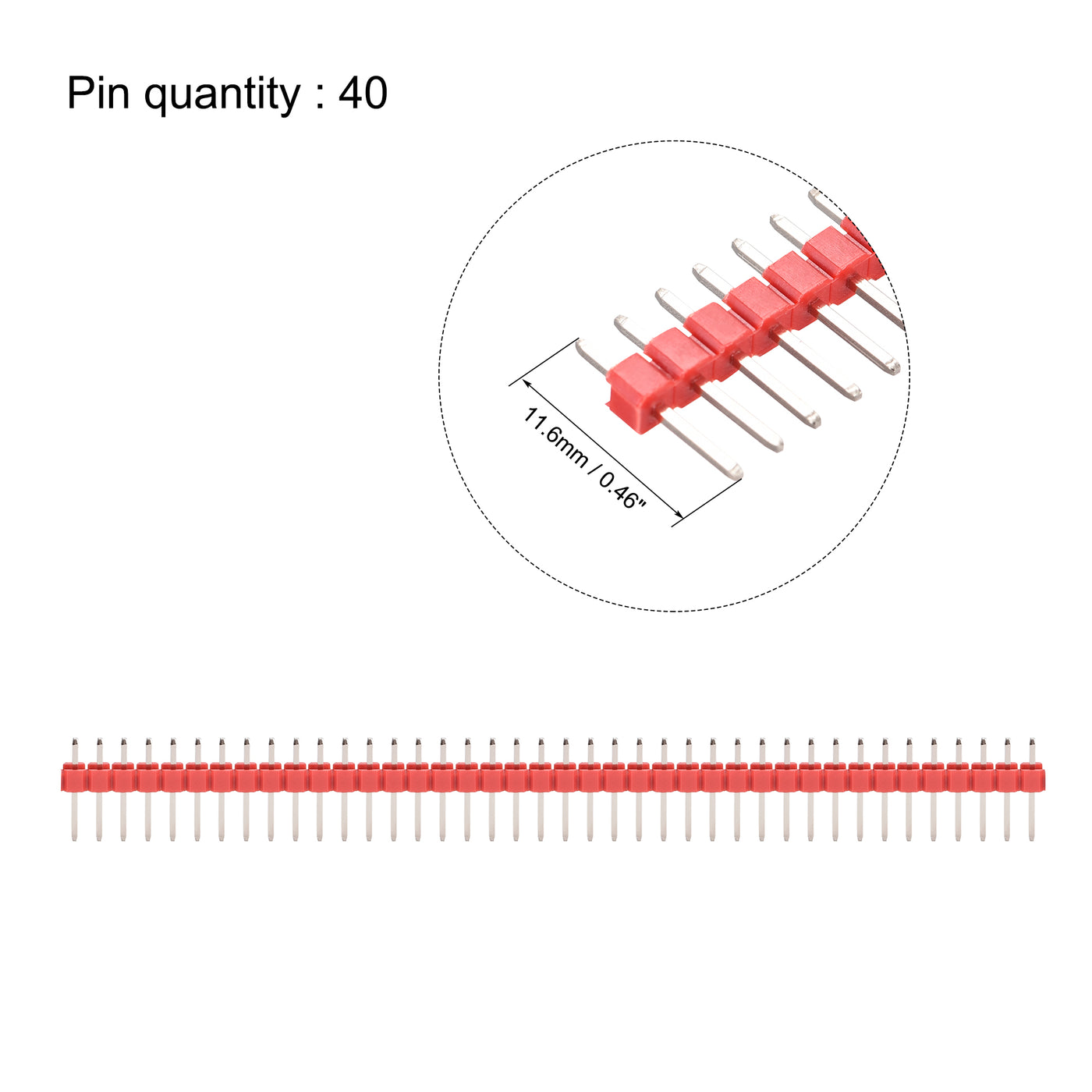 uxcell Uxcell 10pcs Male Pin Header,40 Pin 2.54mm Straight Single Row PCB Pin Strip,Red