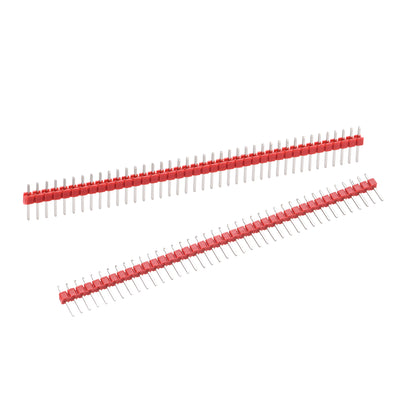 Harfington Uxcell 20pcs Male Pin Header,40 Pin 2.54mm Straight Single Row PCB Pin Strip,Red