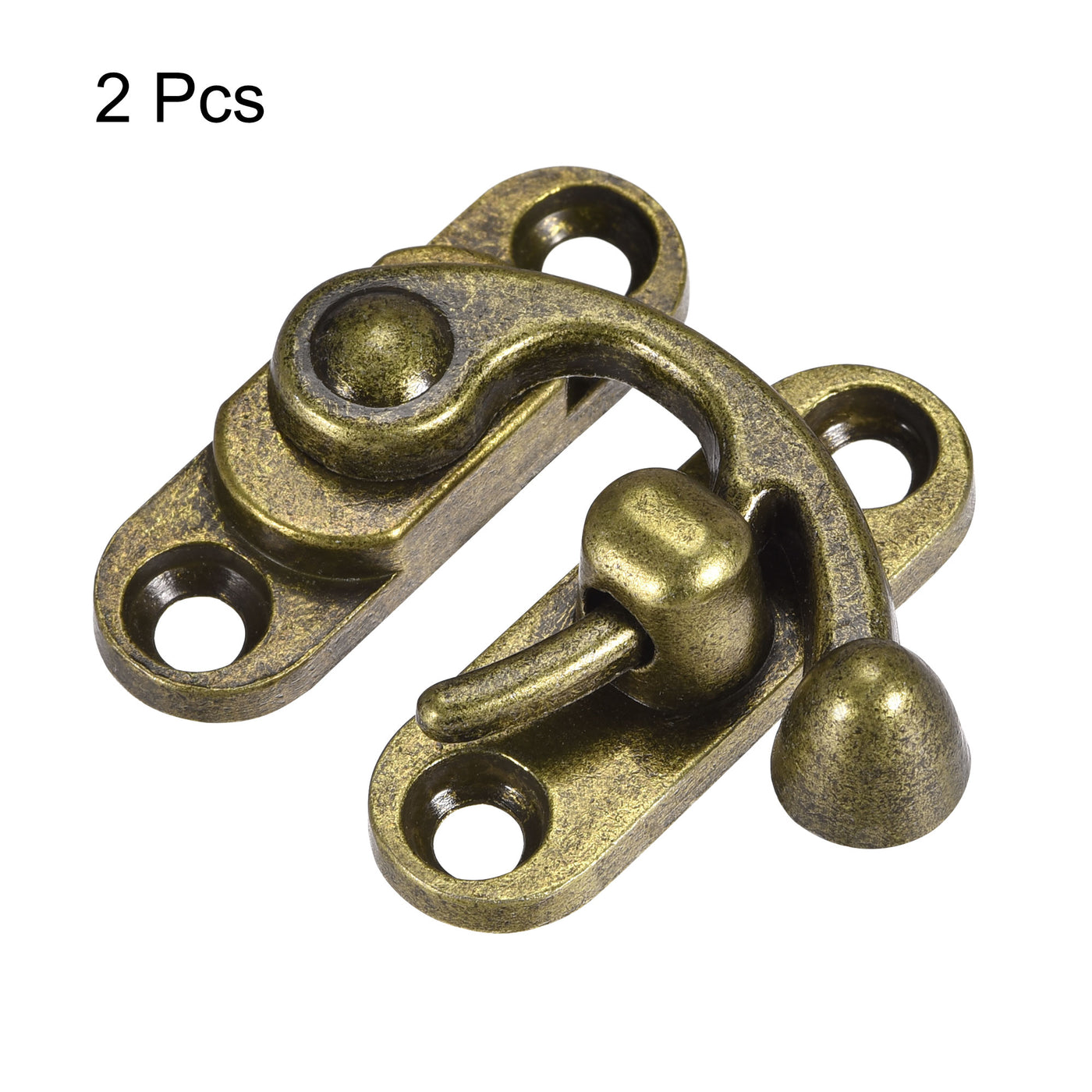 uxcell Uxcell Antique Vintage Lock Clasp Right Latch Hook Hasp 45mmx39mm Swing Arm Latch Bronze Tone 2 Pcs