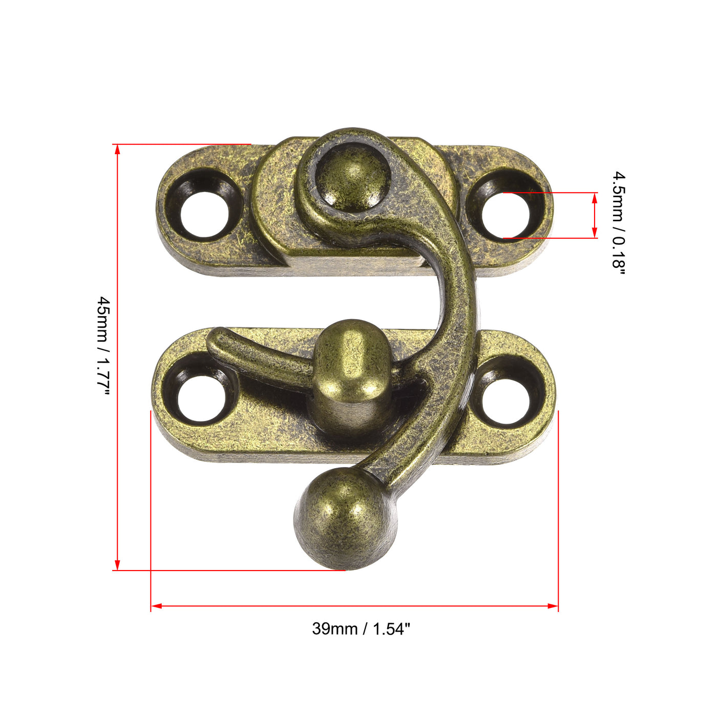 uxcell Uxcell Antique Vintage Lock Clasp Right Latch Hook Hasp 45mmx39mm Swing Arm Latch Bronze Tone 10 Pcs