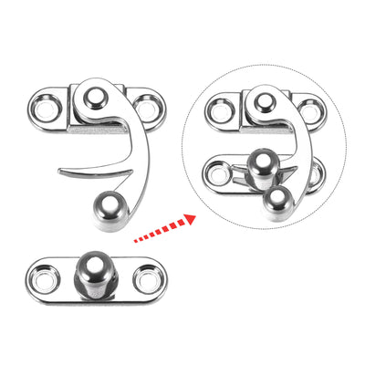 Harfington Uxcell Vintage Lock Clasp Right Latch Hook Hasp 32mmx28mm Swing Arm Latch Silver Tone 2 Pcs