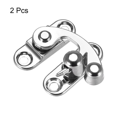 Harfington Uxcell Vintage Lock Clasp Right Latch Hook Hasp 32mmx28mm Swing Arm Latch Silver Tone 2 Pcs