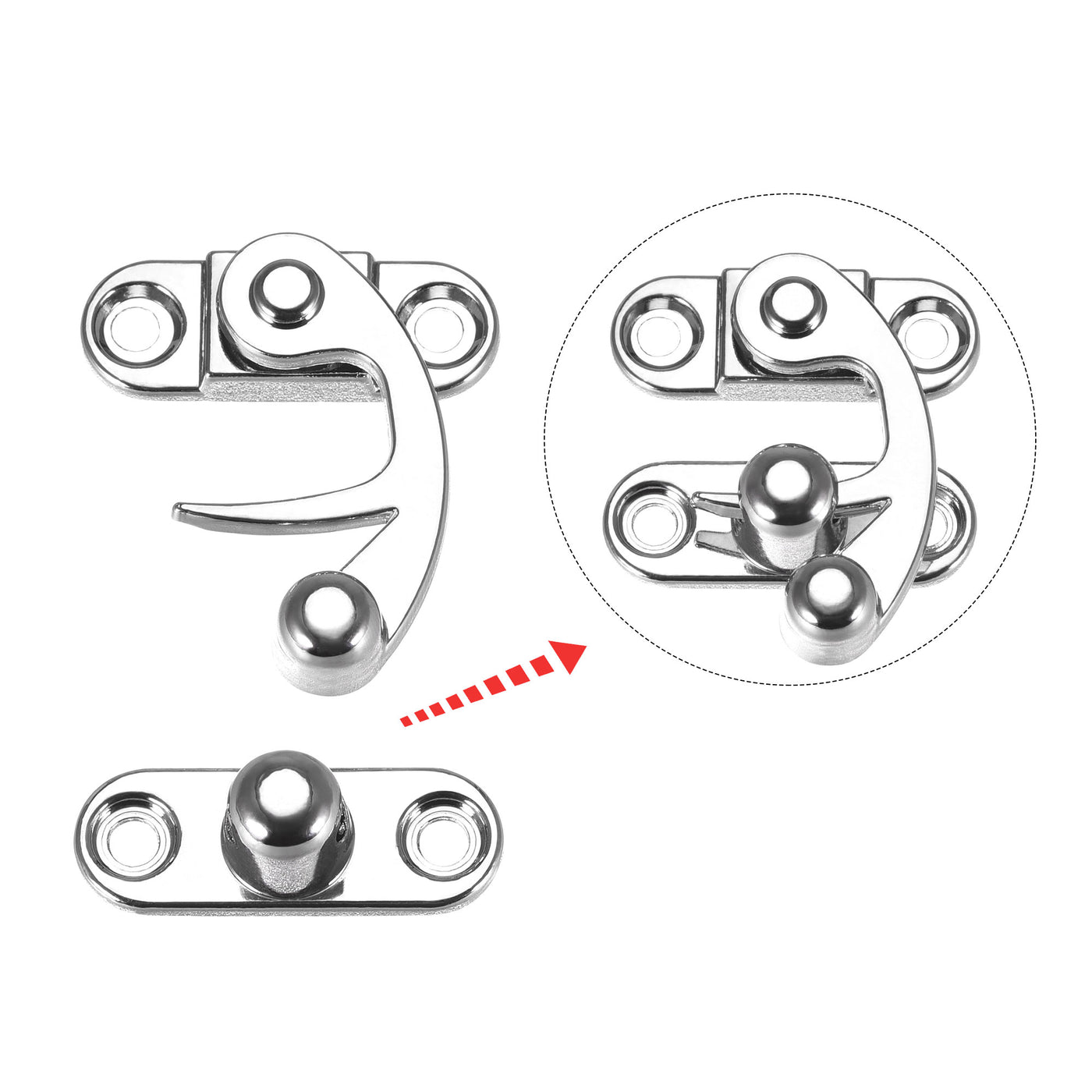 uxcell Uxcell Antique Vintage Lock Clasp Right Latch Hook Hasp 32mmx28mm Swing Arm Latch Silver Tone 10 Pcs
