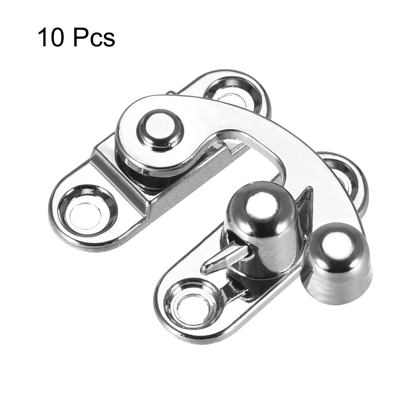 uxcell Uxcell Antique Vintage Lock Clasp Right Latch Hook Hasp 32mmx28mm Swing Arm Latch Silver Tone 10 Pcs