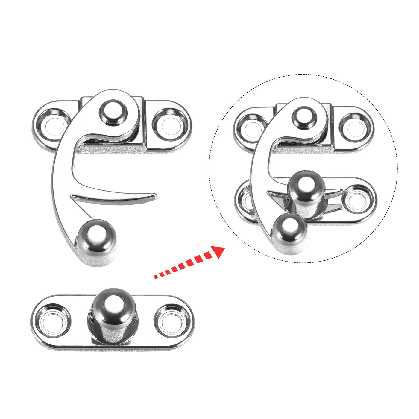 uxcell Uxcell Antique Vintage Lock Clasp Left Latch Hook Hasp 33mmx28mm Swing Arm Latch Silver Tone 2 Pcs