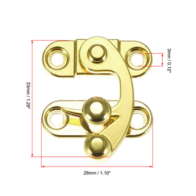 Harfington Uxcell Antique Vintage Lock Clasp Right Latch Hook Hasp 33mmx28mm Swing Arm Latch Gold Tone 2 Pcs