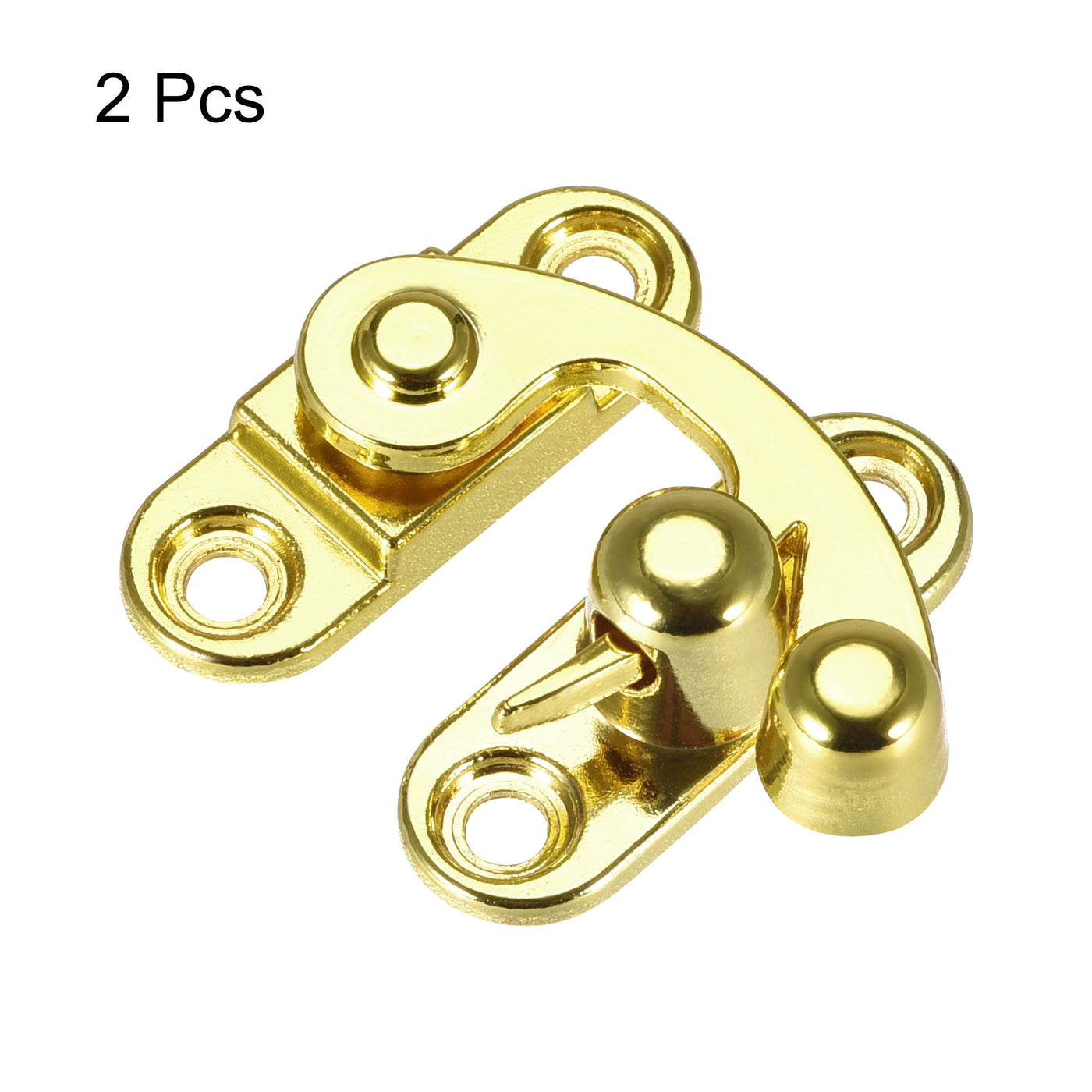 uxcell Uxcell Antique Vintage Lock Clasp Right Latch Hook Hasp 33mmx28mm Swing Arm Latch Gold Tone 2 Pcs