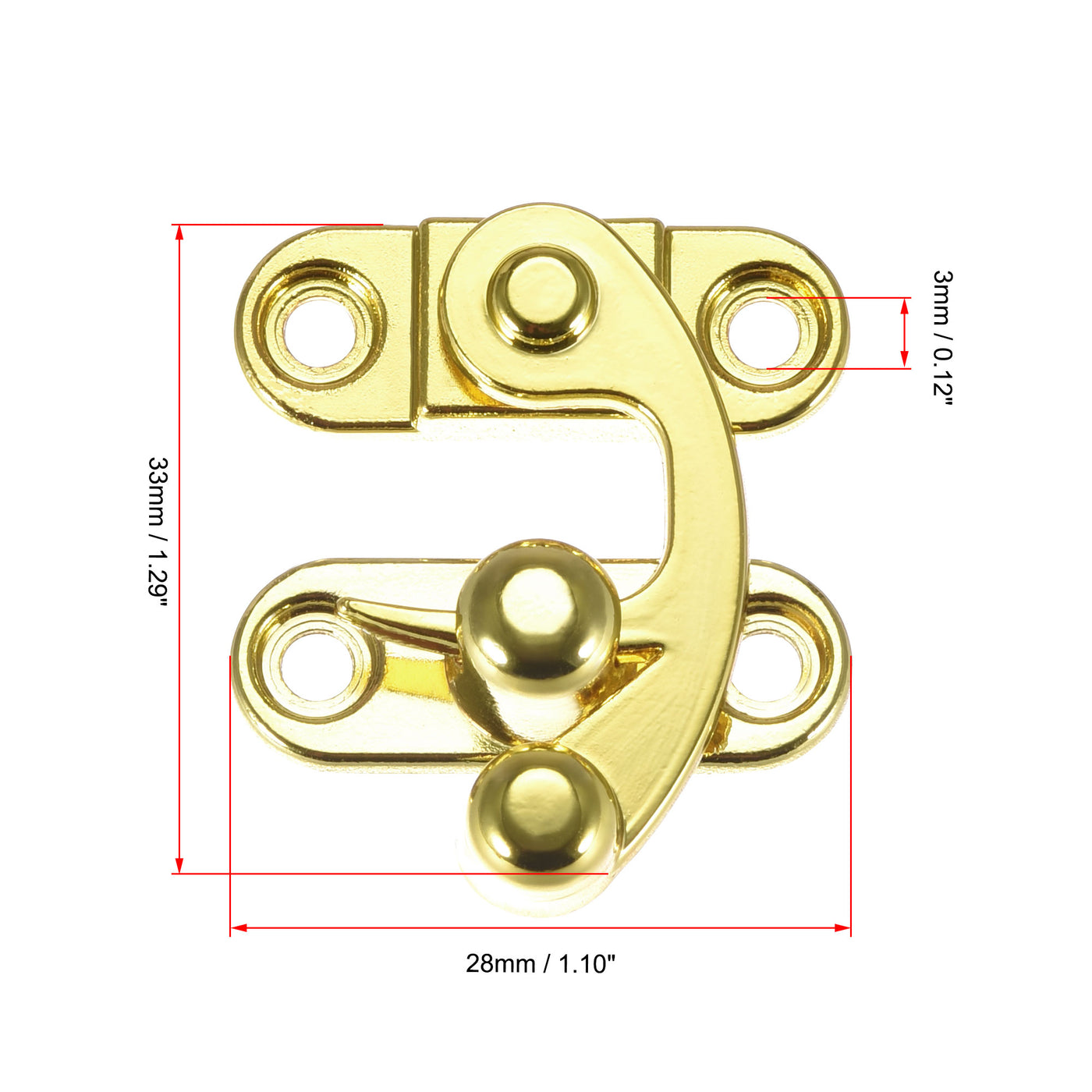 uxcell Uxcell Antique Vintage Lock Clasp Right Latch Hook Hasp 33mmx28mm Swing Arm Latch Gold Tone 5 Pcs