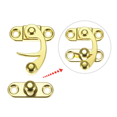 Harfington Uxcell Antique Vintage Lock Clasp Right Latch Hook Hasp 33mmx28mm Swing Arm Latch Gold Tone 5 Pcs