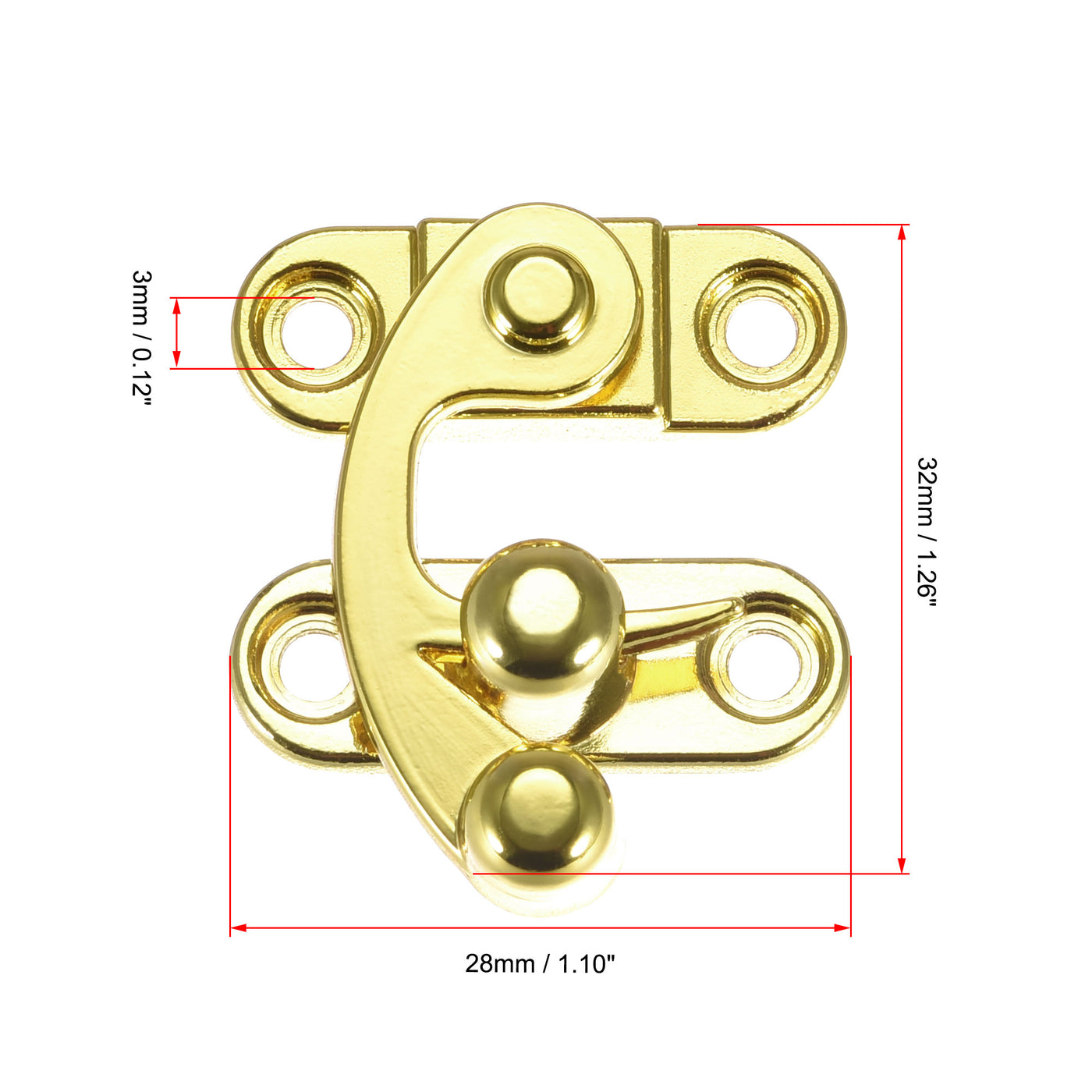 uxcell Uxcell Decorative Antique Right and Left Latch Hook Hasp Swing Arm Latch Gold Tone 1 Set