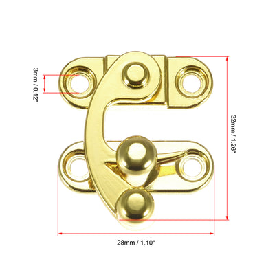Harfington Uxcell Decorative Antique Right and Left Latch Hook Hasp Swing Arm Latch Gold Tone 1 Set