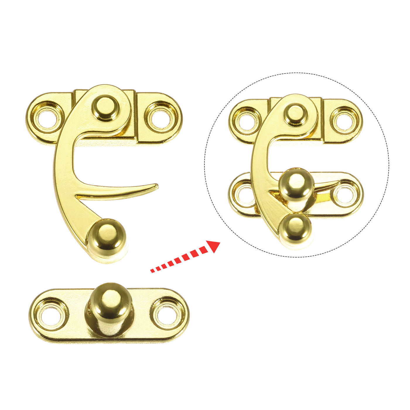 uxcell Uxcell Decorative Antique Right and Left Latch Hook Hasp Swing Arm Latch Gold Tone 1 Set