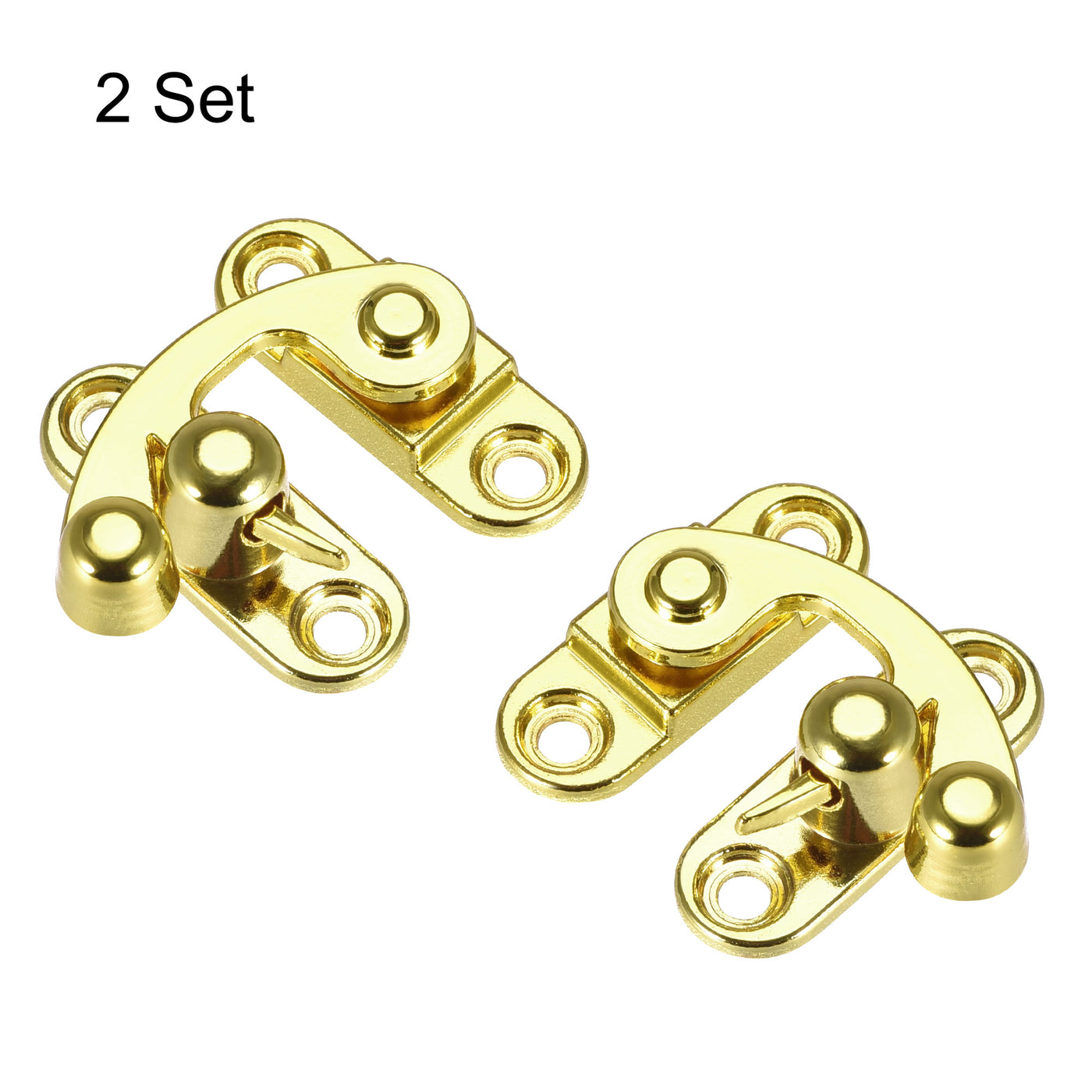 uxcell Uxcell Decorative Antique Right and Left Latch Hook Hasp Swing Arm Latch Gold Tone 2 Set