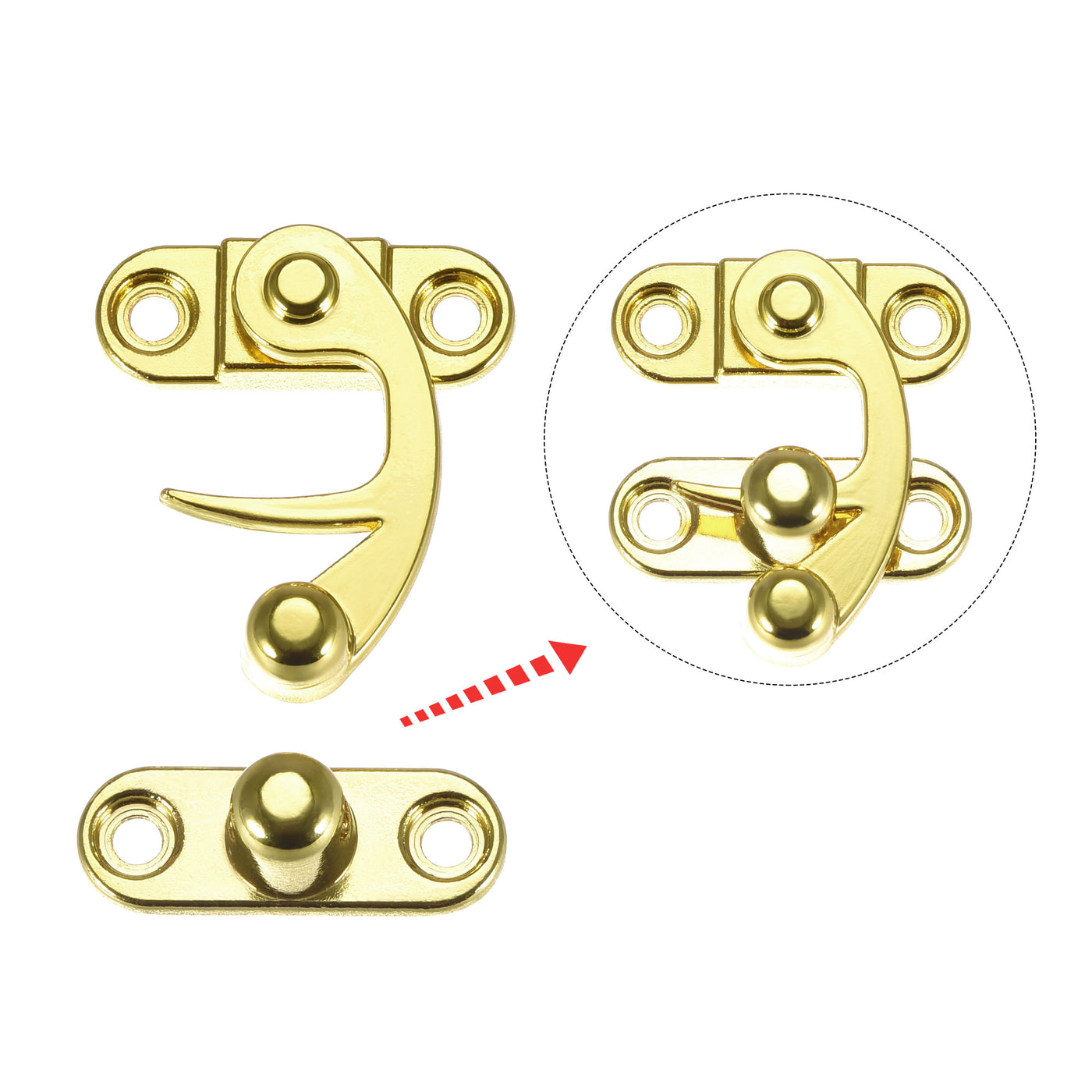 uxcell Uxcell Decorative Antique Right and Left Latch Hook Hasp Swing Arm Latch Gold Tone 5 Set