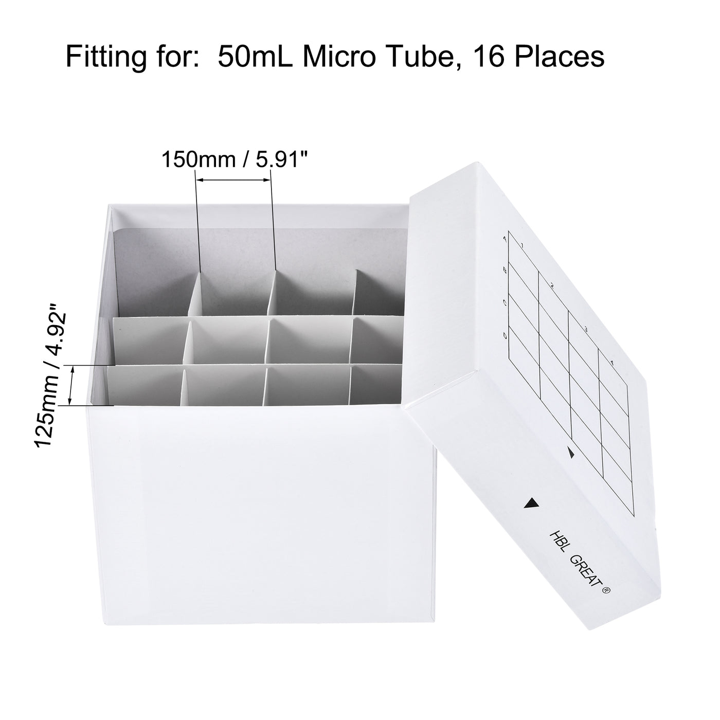 uxcell Uxcell Freezer Tube Box 16 Places Cardboard Holder Rack for 50ml Microcentrifuge Tubes, White 2Pcs