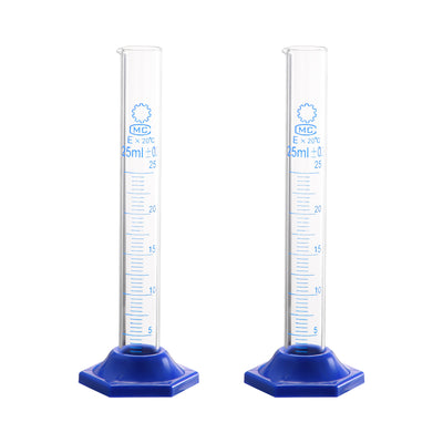 uxcell Uxcell Borosilicate Glass Graduated Cylinder, 25ml Measuring Cylinder, Hex Base 2Pcs