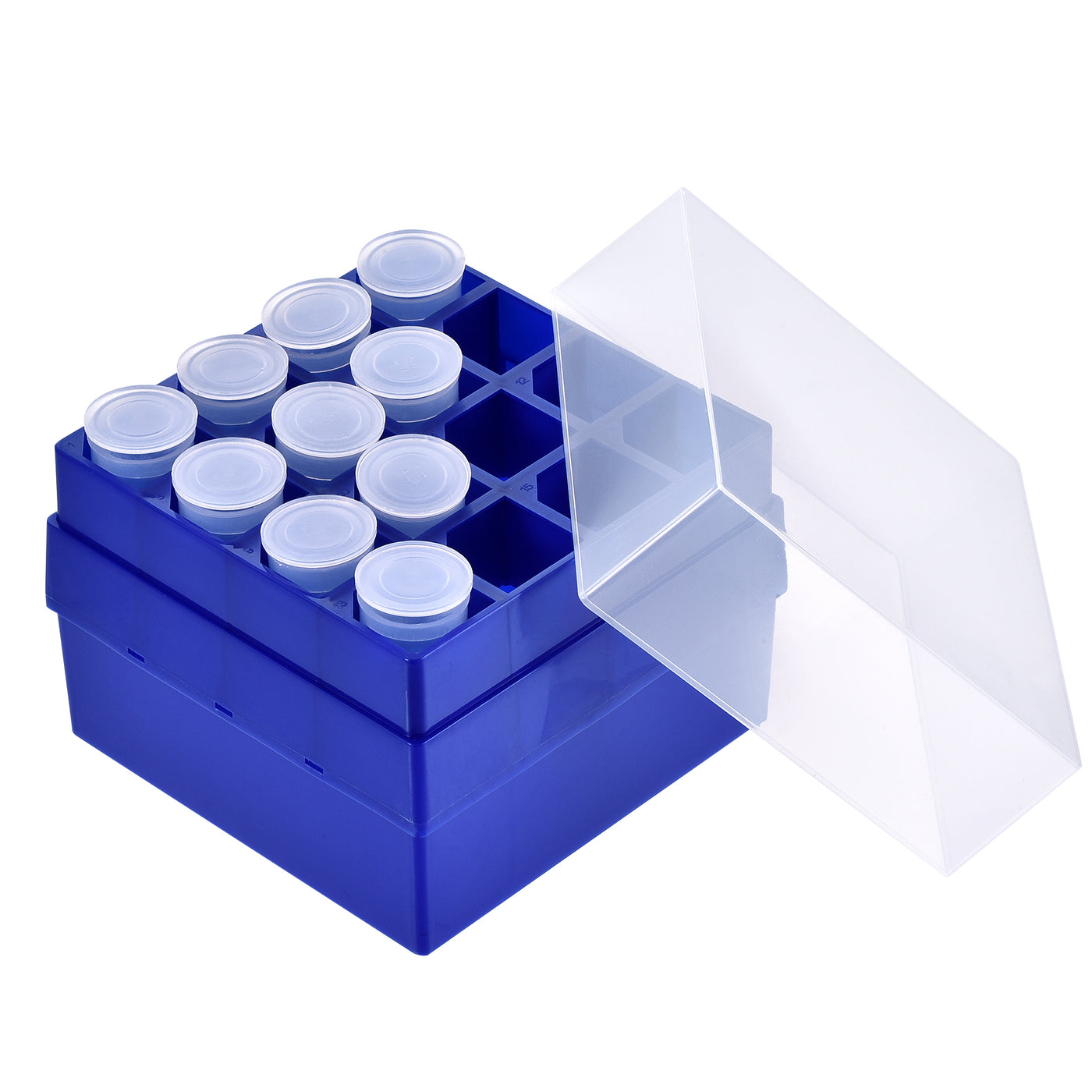 uxcell Uxcell Centrifuge Tube Freezer Storage Box 16-Well PP Holder Dark Blue for 50ml Tubes