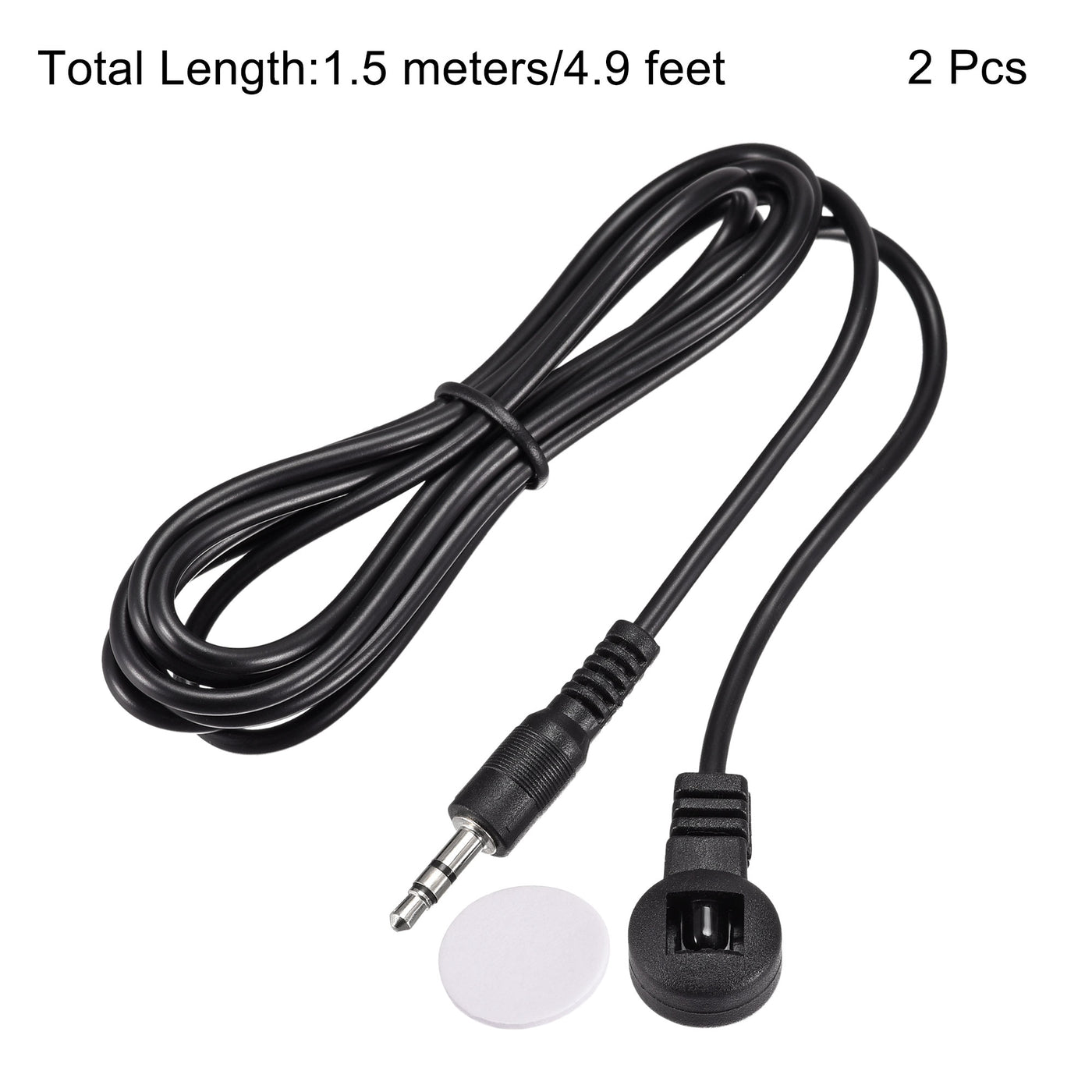 uxcell Uxcell IR Infrared Receiver Extender Cable 3.5mm Jack 4.9FT Long 26FT Receiving Distance Black Flat Head 2pcs