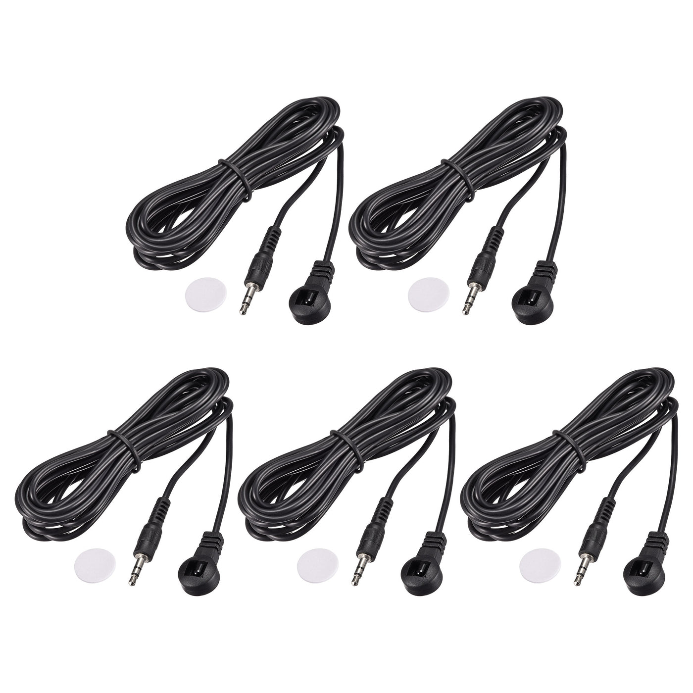 uxcell Uxcell IR Infrared Receiver Extender Cable 3.5mm Jack 9.8FT Long 26FT Receiving Distance Black Flat Head 5pcs