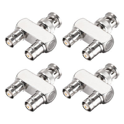 Harfington Uxcell BNC Y Splitter 1 Male Jack to 2 Female Adapter 3 Way RF Coaxial Connector for CCTV Camera, 4pcs