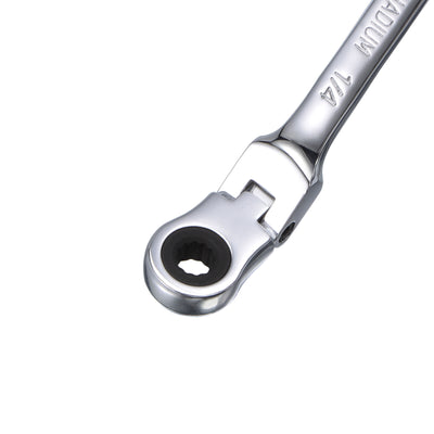 Harfington Uxcell Flex-Head Ratcheting Combination Wrench SAE 72 Teeth 12 Point Box Ended