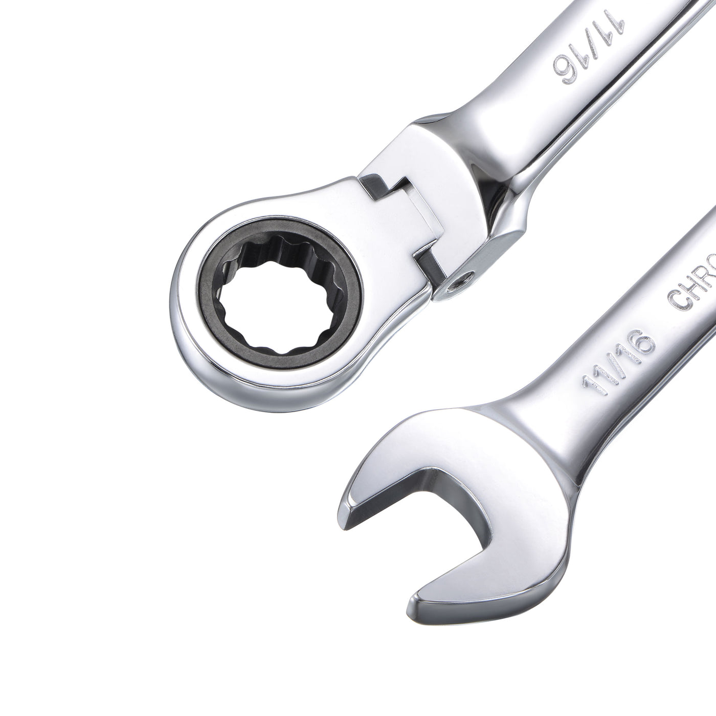 uxcell Uxcell Flex-Head Ratcheting Combination Wrench SAE 72 Teeth 12 Point Box Ended