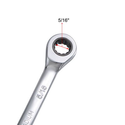 Harfington Uxcell Ratcheting Combination Wrench SAE 72 Teeth 12 Point Box Ended Tools, Cr-V