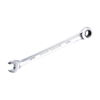 Harfington Uxcell Ratcheting Combination Wrench SAE 72 Teeth 12 Point Box Ended Tools, Cr-V