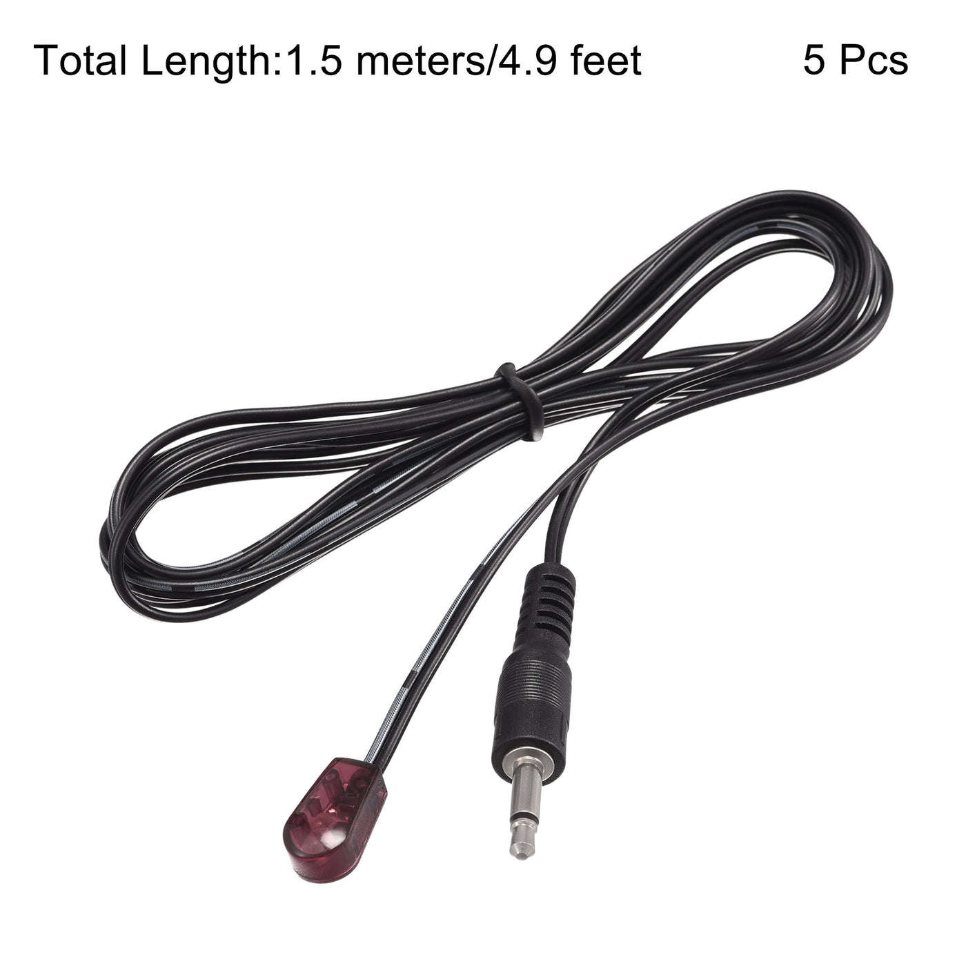 uxcell Uxcell IR Infrared Emitter Extension Cable 4.9ft Long 45 Degree Emission Angle 3.5mm Jack Single Red Head 5pcs