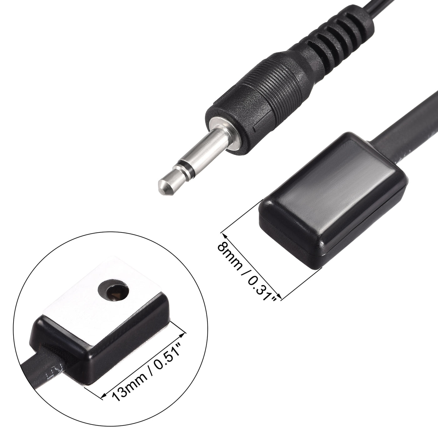 uxcell Uxcell IR Infrared Emitter Extension Cable 9.8ft Long 45 Degree Emission Angle 3.5mm Jack 2 Black Head 2pcs