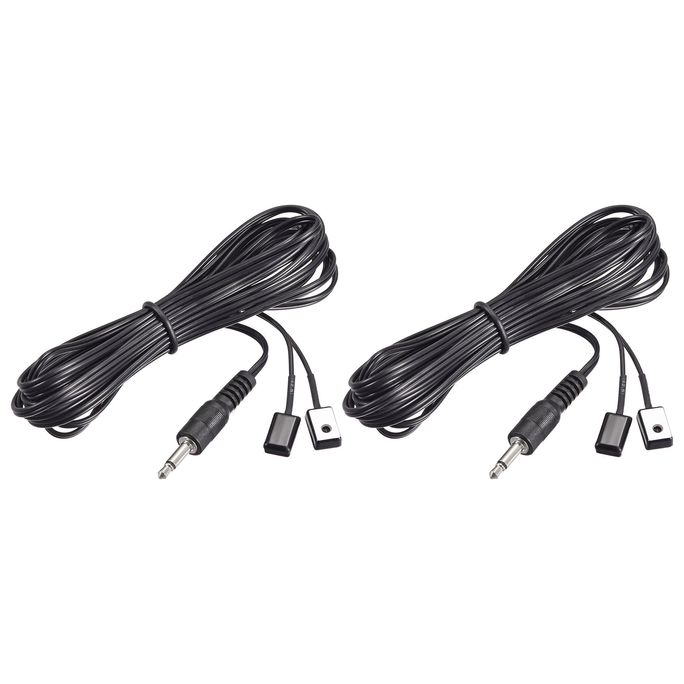 uxcell Uxcell IR Infrared Emitter Extension Cable 9.8ft Long 45 Degree Emission Angle 3.5mm Jack 2 Black Head 2pcs