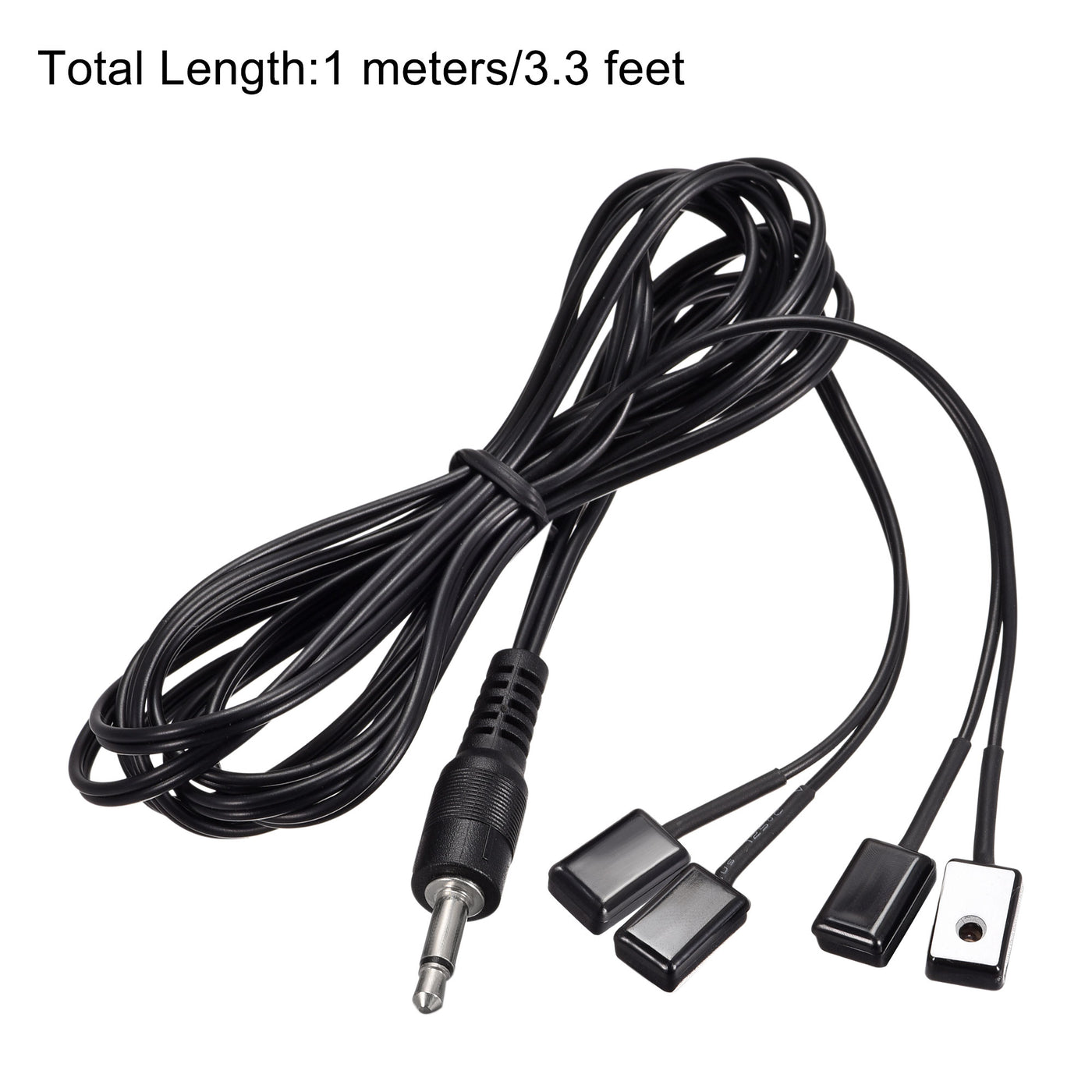 uxcell Uxcell IR Infrared Emitter Extension Cable 3.3ft Long 45 Degree Emission Angle 3.5mm Jack 4 Black Head