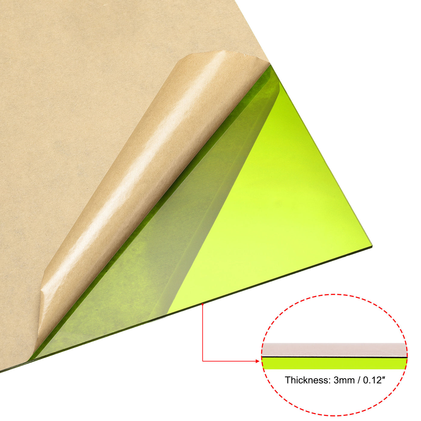 uxcell Uxcell Green Clear Cast Acrylic Sheet,12" x 12",3mm Thick,Plastic PMMA Acrylic Board