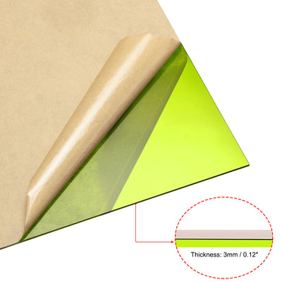 Harfington Uxcell Green Clear Cast Acrylic Sheet,12" x 12",3mm Thick,Plastic PMMA Acrylic Board