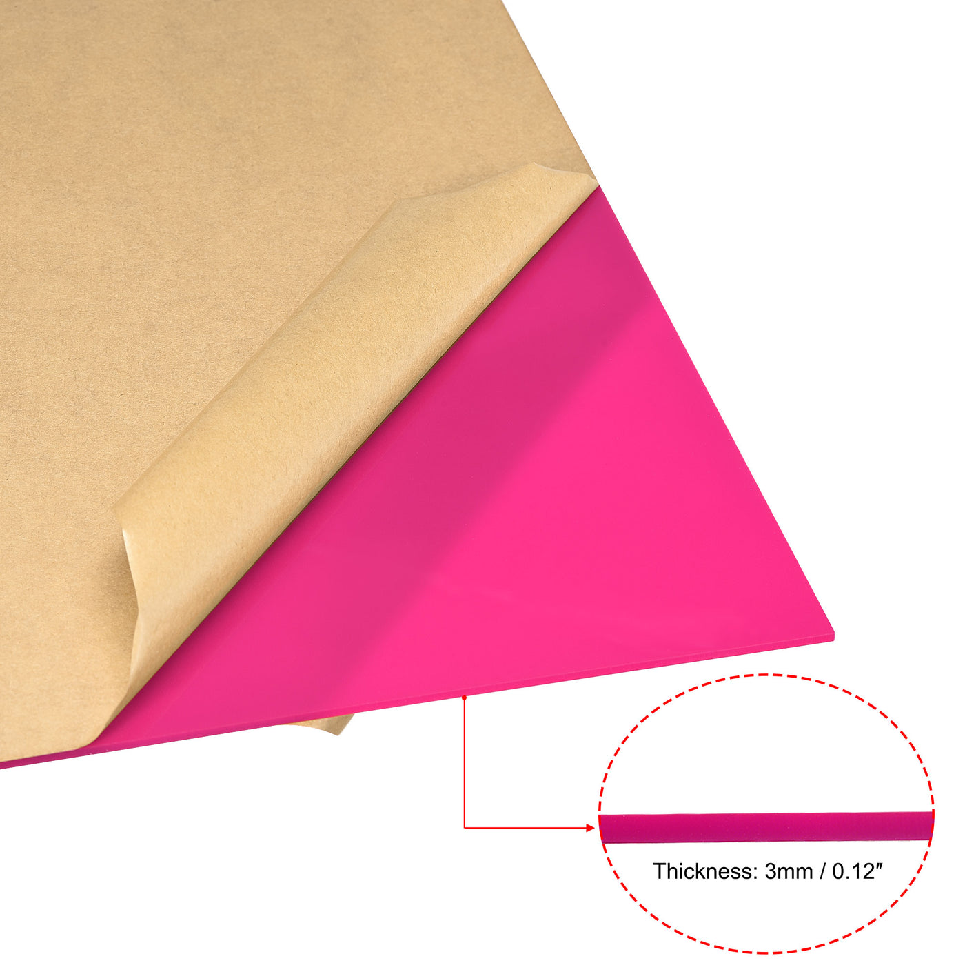 uxcell Uxcell Pink Cast Acrylic Sheet,12" x 12",3mm Thick,Plastic PMMA Acrylic Board