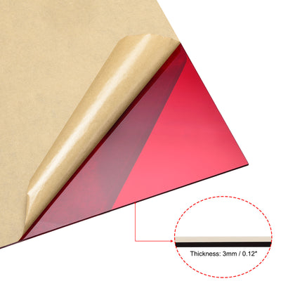 Harfington Uxcell 2pcs Red Clear Cast Acrylic Sheet,12" x 12",3mm Thick,Plastic Acrylic Board