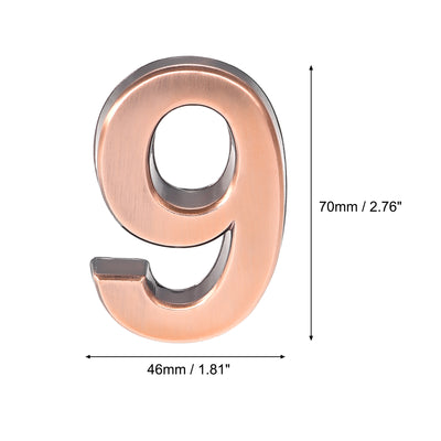 Harfington Uxcell Self Adhesive House Number, 2.76 Inch ABS Plastic Number 0 for House Hotel Mailbox Address Sign Bronze Brushed 2 Pcs