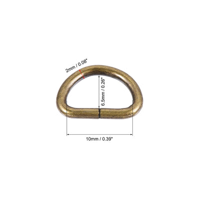 Harfington Uxcell Metal D Ring 0.39"(10mm) D-Rings Buckle for Hardware Bags Belts Craft DIY Accessories Bronze Tone 50pcs