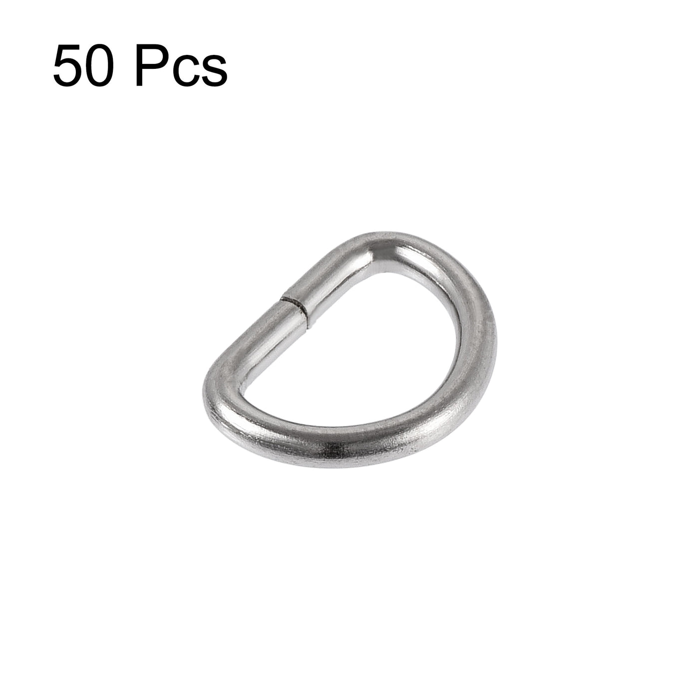 uxcell Uxcell Metal D Ring 0.39"(10mm) D-Rings Buckle for Hardware Bags Belts Craft DIY Accessories Silver Tone 50pcs