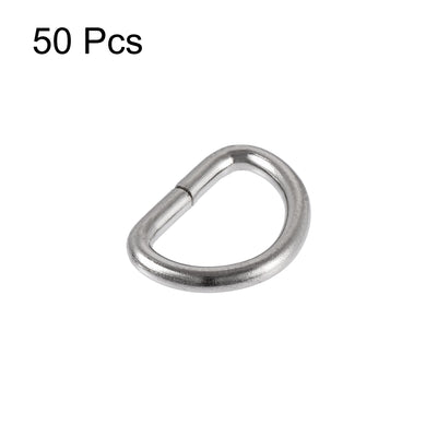 Harfington Uxcell Metal D Ring 0.39"(10mm) D-Rings Buckle for Hardware Bags Belts Craft DIY Accessories Silver Tone 50pcs